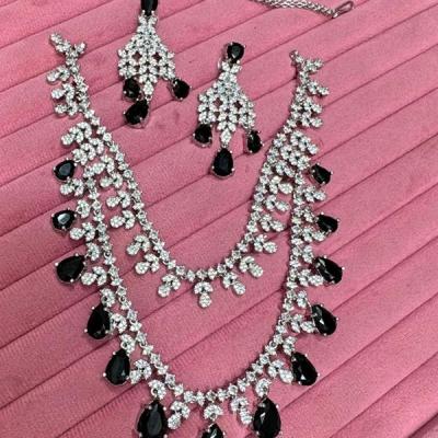 Tara Sutaria Inspired Necklace Set- CZ Necklace With Earrings & Mangtika