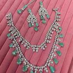 Tara Sutaria Inspired Necklace Set- CZ Necklace With Earrings & Mangtika